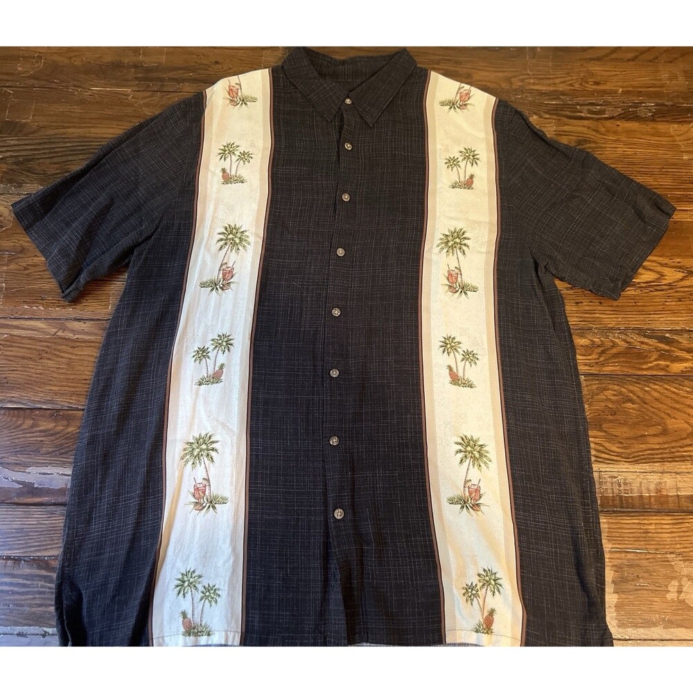 Baytik Bay Mens Hawaiian Theme Vacation Mens Shirt Palm Trees Theme Size XLT